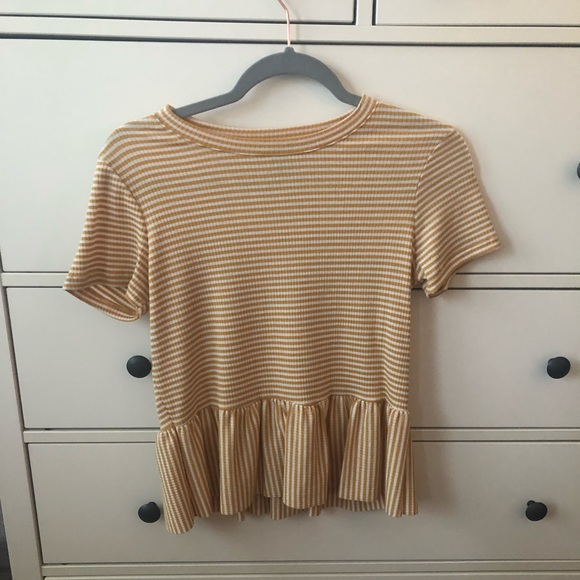 Forever 21 Tops - Yellow Striped Peplum Top